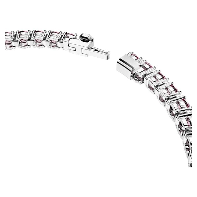 Pulseira Matrix Tennis com pedras de corte redondo, rosa, banhada a ródio Pulseira Matrix Tennis com pedras de corte redondo, rosa, banhada a ródio