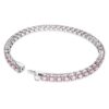 Pulseira Matrix Tennis com pedras de corte redondo, rosa, banhada a ródio Pulseira Matrix Tennis com pedras de corte redondo, rosa, banhada a ródio