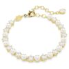 Pulseira Matrix Tennis com pérolas de cristal, corte redondo, branca, banhada a ouro Pulseira Matrix Tennis com pérolas de cristal, corte redondo, branca, banhada a ouro
