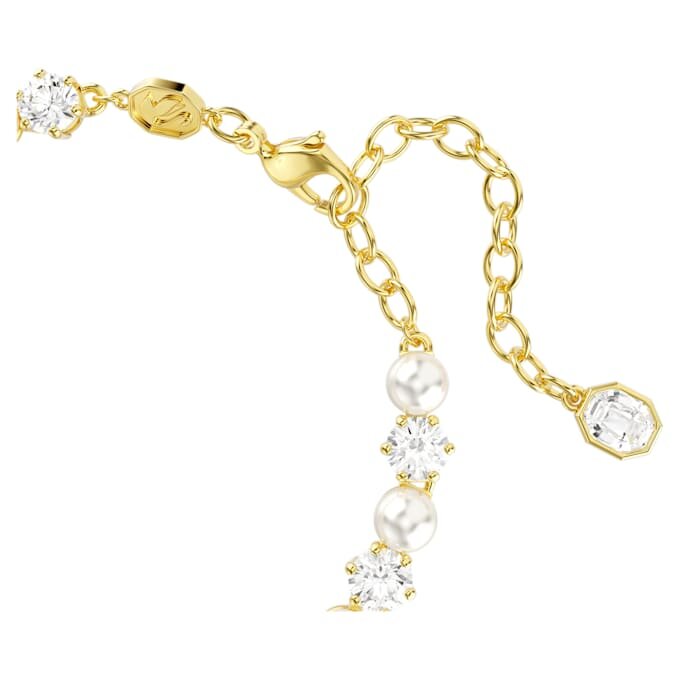Pulseira Matrix Tennis com pérolas de cristal, corte redondo, branca, banhada a ouro Pulseira Matrix Tennis com pérolas de cristal, corte redondo, branca, banhada a ouro