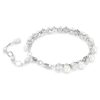 Pulseira Matrix Tennis com pérolas de cristal, corte redondo, branca, banhada a ródio Pulseira Matrix Tennis com pérolas de cristal, corte redondo, branca, banhada a ródio