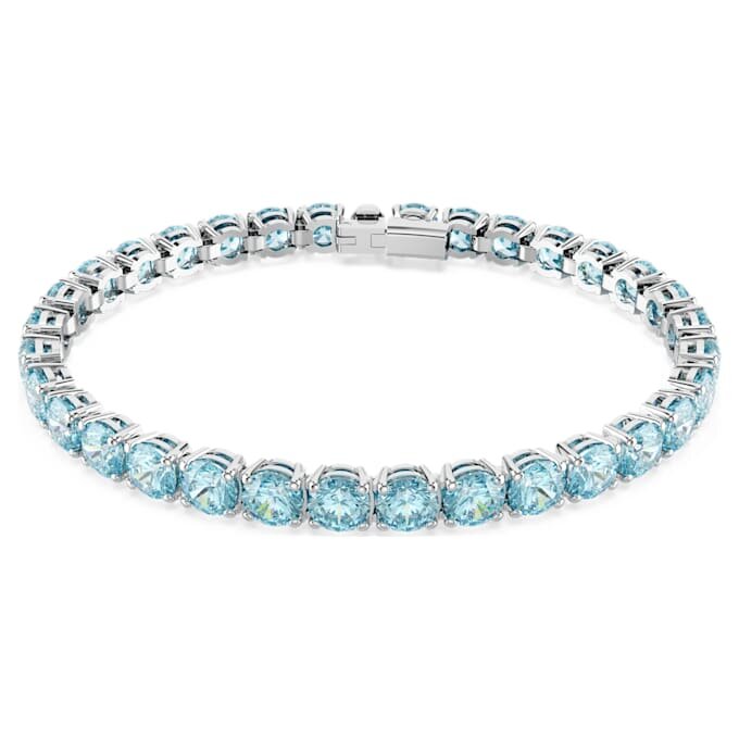 Pulseira Matrix Tennis, corte redondo, azul, banhada a ródio Pulseira Matrix Tennis, corte redondo, azul, banhada a ródio