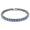 Pulseira Matrix Tennis, corte redondo, azul, banhada a ruténio Pulseira Matrix Tennis, corte redondo, azul, banhada a ruténio