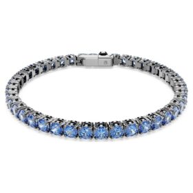 Pulseira Matrix Tennis, corte redondo, azul, banhada a ruténio Pulseira Matrix Tennis, corte redondo, azul, banhada a ruténio
