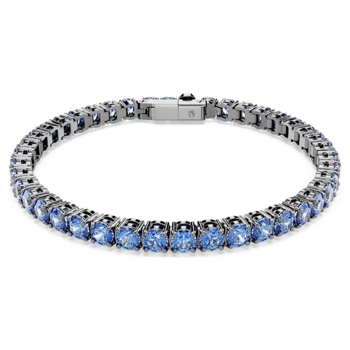 Pulseira Matrix Tennis, corte redondo, azul, banhada a ruténio Pulseira Matrix Tennis, corte redondo, azul, banhada a ruténio