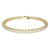 Pulseira Matrix Tennis, corte redondo, branca, banhada a ouro Pulseira Matrix Tennis, corte redondo, branca, banhada a ouro