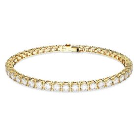 Pulseira Matrix Tennis, corte redondo, branca, banhada a ouro Pulseira Matrix Tennis, corte redondo, branca, banhada a ouro
