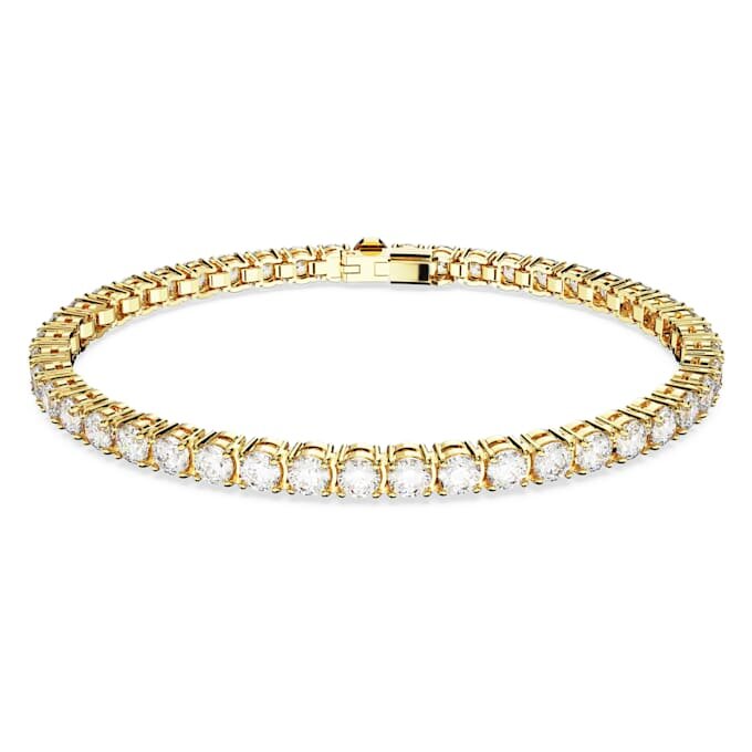 Pulseira Matrix Tennis, corte redondo, branca, banhada a ouro Pulseira Matrix Tennis, corte redondo, branca, banhada a ouro