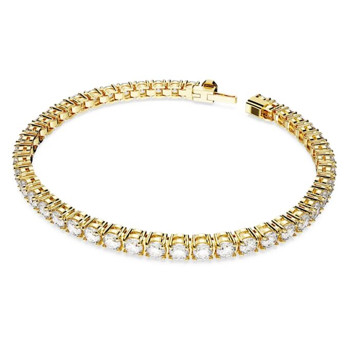 Pulseira Matrix Tennis, corte redondo, branca, banhada a ouro Pulseira Matrix Tennis, corte redondo, branca, banhada a ouro