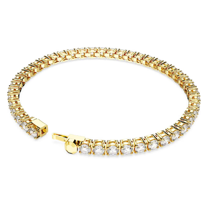 Pulseira Matrix Tennis, corte redondo, branca, banhada a ouro Pulseira Matrix Tennis, corte redondo, branca, banhada a ouro