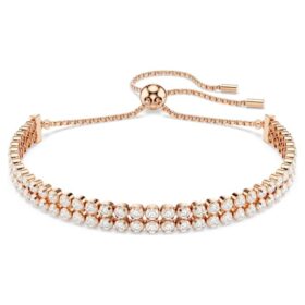 Pulseira Matrix Tennis, corte redondo, branca, banhada a ouro rosa Pulseira Matrix Tennis, corte redondo, branca, banhada a ouro rosa