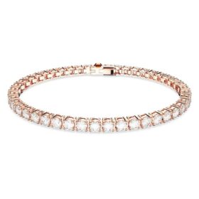 Pulseira Matrix Tennis, corte redondo, branca, banhada a ouro rosa Pulseira Matrix Tennis, corte redondo, branca, banhada a ouro rosa