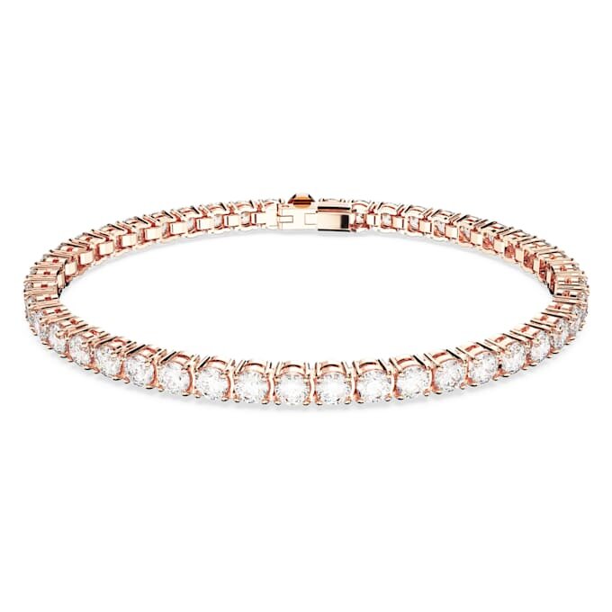 Pulseira Matrix Tennis, corte redondo, branca, banhada a ouro rosa Pulseira Matrix Tennis, corte redondo, branca, banhada a ouro rosa