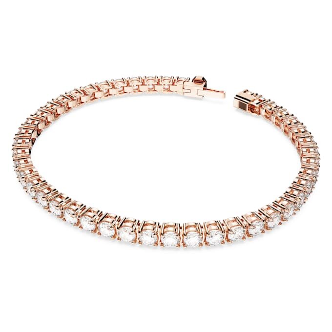 Pulseira Matrix Tennis, corte redondo, branca, banhada a ouro rosa Pulseira Matrix Tennis, corte redondo, branca, banhada a ouro rosa