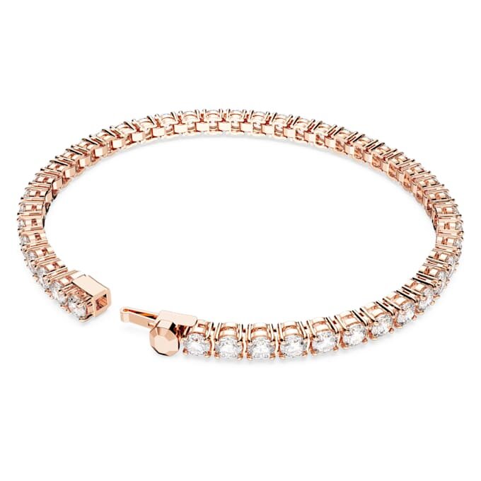 Pulseira Matrix Tennis, corte redondo, branca, banhada a ouro rosa Pulseira Matrix Tennis, corte redondo, branca, banhada a ouro rosa