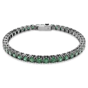 Pulseira Matrix Tennis, corte redondo, verde, banhada a ruténio Pulseira Matrix Tennis, corte redondo, verde, banhada a ruténio