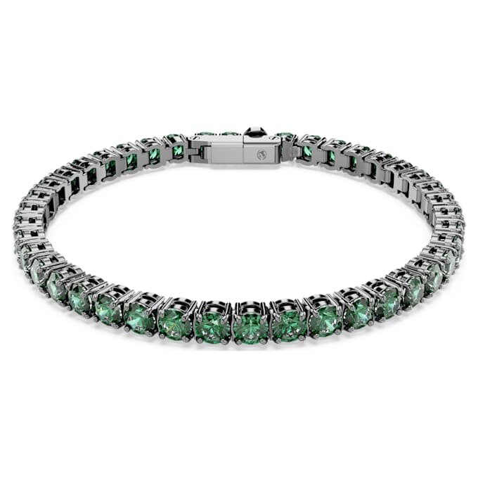 Pulseira Matrix Tennis, corte redondo, verde, banhada a ruténio Pulseira Matrix Tennis, corte redondo, verde, banhada a ruténio