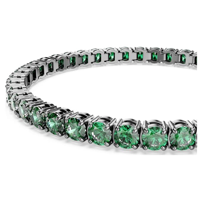 Pulseira Matrix Tennis, corte redondo, verde, banhada a ruténio Pulseira Matrix Tennis, corte redondo, verde, banhada a ruténio