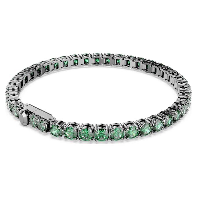 Pulseira Matrix Tennis, corte redondo, verde, banhada a ruténio Pulseira Matrix Tennis, corte redondo, verde, banhada a ruténio