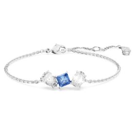 Pulseira Mesmera com cortes mistos, azul, banhada a ródio Pulseira Mesmera com cortes mistos, azul, banhada a ródio