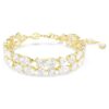 Pulseira Mesmera com cortes mistos, branca, banhada a dourado Pulseira Mesmera com cortes mistos, branca, banhada a dourado