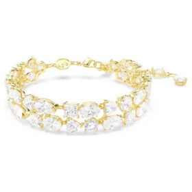 Pulseira Mesmera com cortes mistos, branca, banhada a dourado Pulseira Mesmera com cortes mistos, branca, banhada a dourado