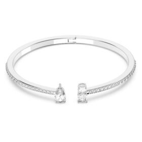 Pulseira Mesmera com cortes mistos, branca, banhada a ródio Pulseira Mesmera com cortes mistos, branca, banhada a ródio