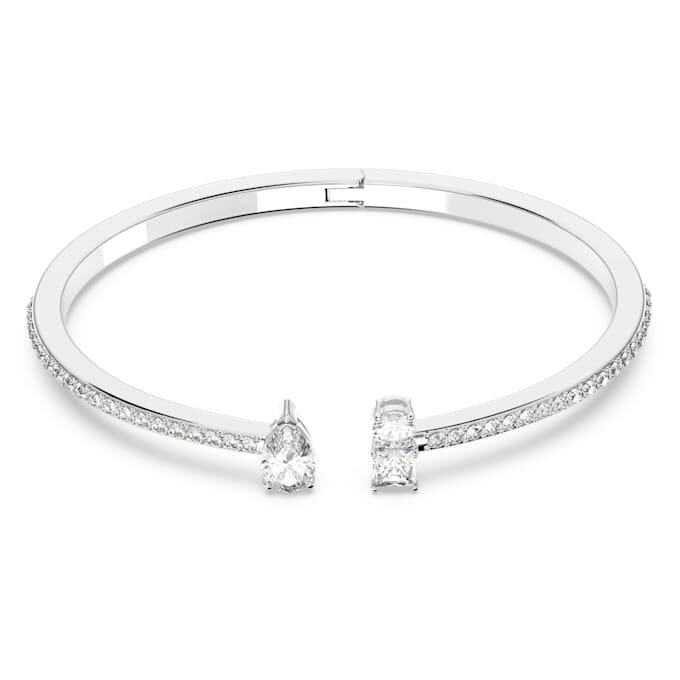 Pulseira Mesmera com cortes mistos, branca, banhada a ródio Pulseira Mesmera com cortes mistos, branca, banhada a ródio