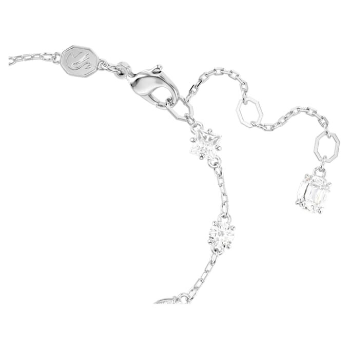 Pulseira Mesmera com cortes mistos, design disperso, branca, banhada a ródio Pulseira Mesmera com cortes mistos, design disperso, branca, banhada a ródio