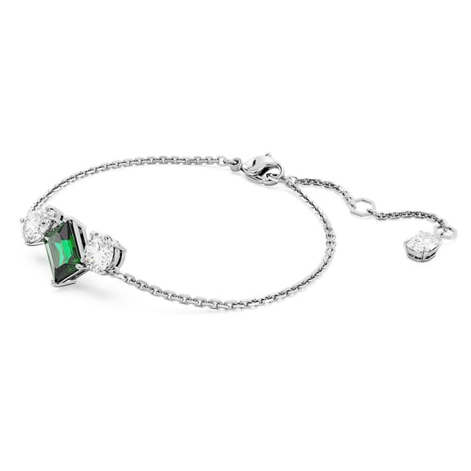 Pulseira Mesmera com cortes mistos, verde, banhada a ródio Pulseira Mesmera com cortes mistos, verde, banhada a ródio