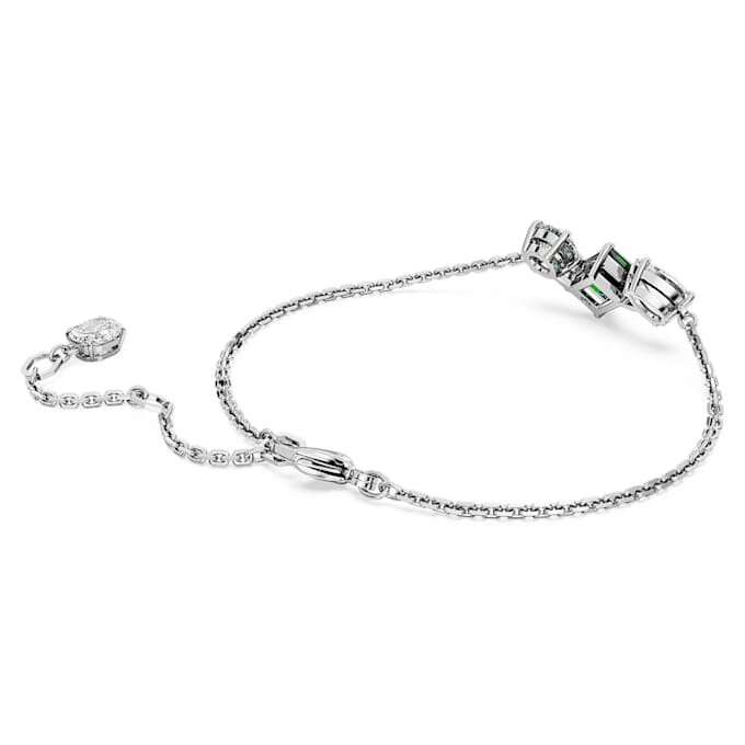 Pulseira Mesmera com cortes mistos, verde, banhada a ródio Pulseira Mesmera com cortes mistos, verde, banhada a ródio
