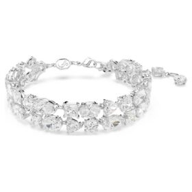 Pulseira Mesmera com cortes variados, branca, banhada a ródio Pulseira Mesmera com cortes variados, branca, banhada a ródio