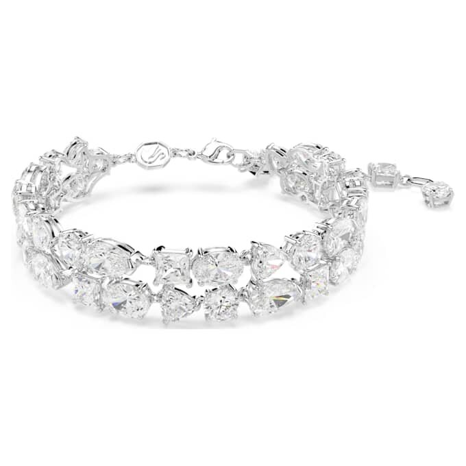Pulseira Mesmera com cortes variados, branca, banhada a ródio Pulseira Mesmera com cortes variados, branca, banhada a ródio
