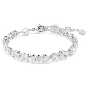 Pulseira Mesmera com cortes variados, branca, banhada a ródio Pulseira Mesmera com cortes variados, branca, banhada a ródio