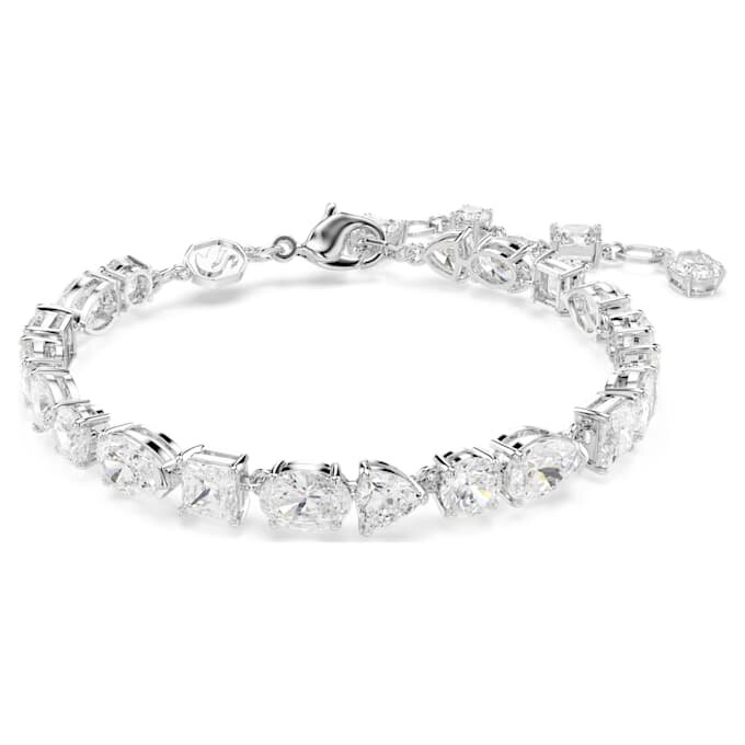 Pulseira Mesmera com cortes variados, branca, banhada a ródio Pulseira Mesmera com cortes variados, branca, banhada a ródio