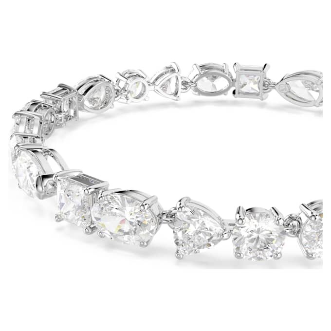 Pulseira Mesmera com cortes variados, branca, banhada a ródio Pulseira Mesmera com cortes variados, branca, banhada a ródio