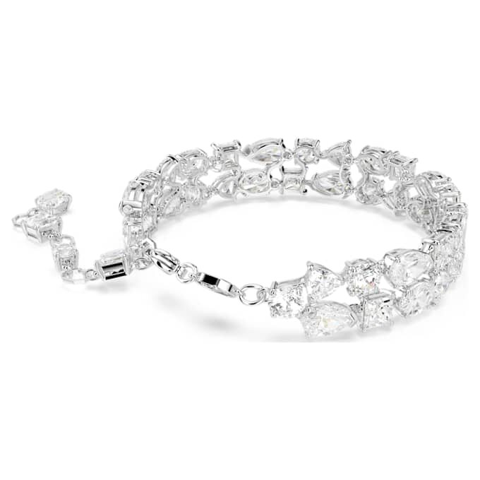 Pulseira Mesmera com cortes variados, branca, banhada a ródio Pulseira Mesmera com cortes variados, branca, banhada a ródio
