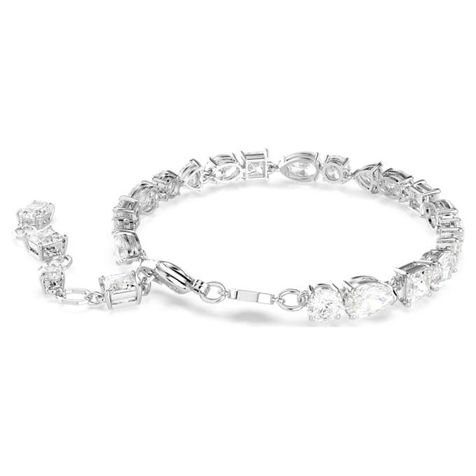 Pulseira Mesmera com cortes variados, branca, banhada a ródio Pulseira Mesmera com cortes variados, branca, banhada a ródio