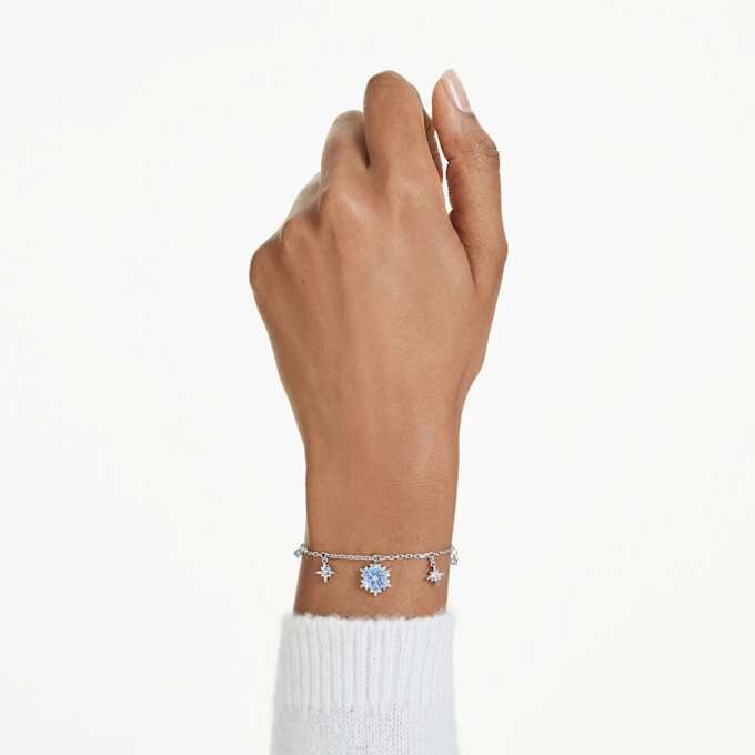 Pulseira Mágica Floco de Neve, Azul, banhada a ródio Pulseira Mágica Floco de Neve, Azul, banhada a ródio