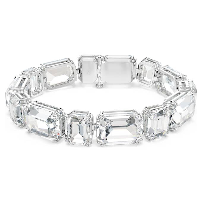 Pulseira Millenia com corte octogonal, branca, banhada a ródio Pulseira Millenia com corte octogonal, branca, banhada a ródio