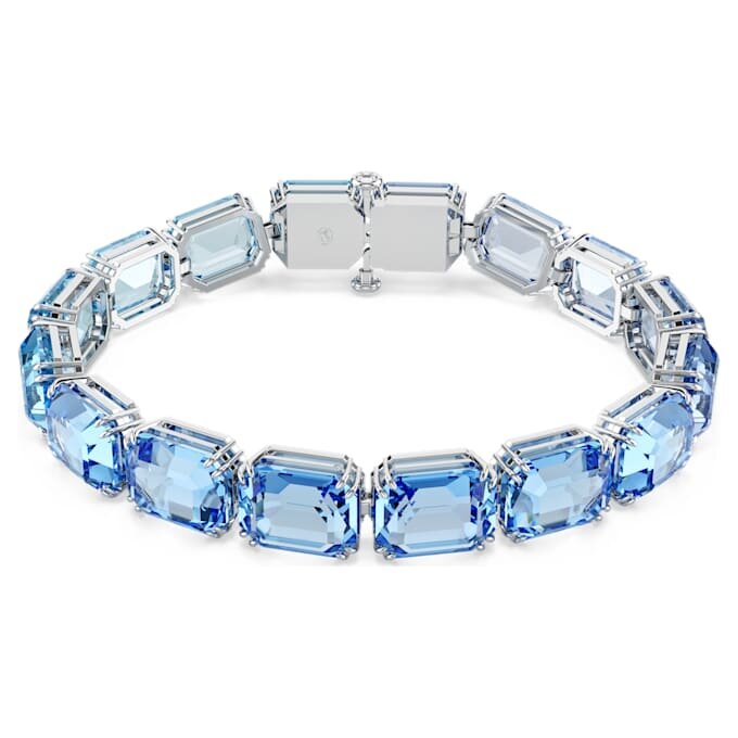 Pulseira Millenia com corte octogonal, gradiente de cor, azul, banhada a ródio Pulseira Millenia com corte octogonal, gradiente de cor, azul, banhada a ródio