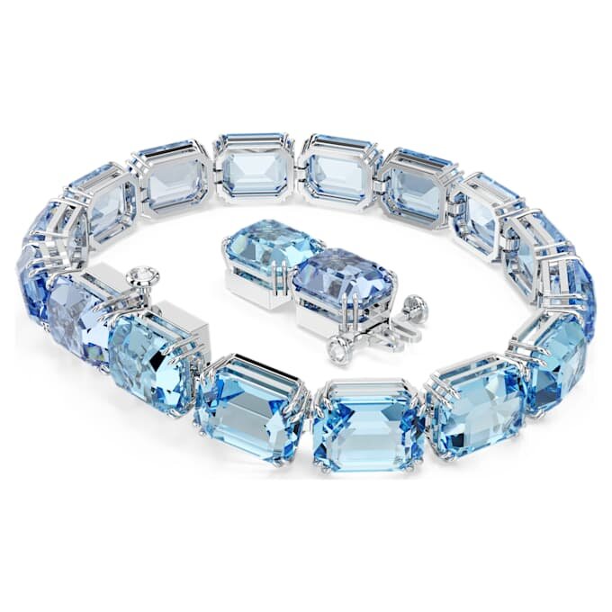 Pulseira Millenia com corte octogonal, gradiente de cor, azul, banhada a ródio Pulseira Millenia com corte octogonal, gradiente de cor, azul, banhada a ródio