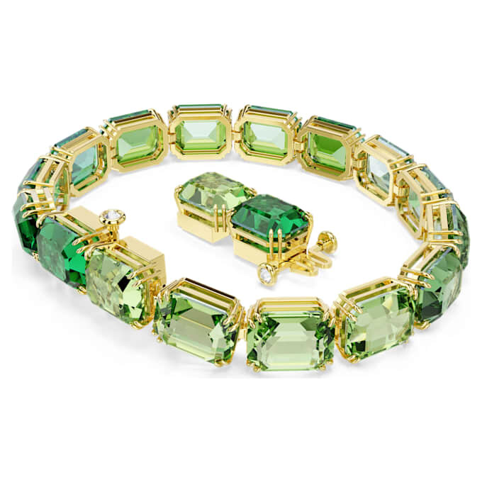 Pulseira Millenia com corte octogonal, gradiente de cor, verde, banhada a dourado Pulseira Millenia com corte octogonal, gradiente de cor, verde, banhada a dourado