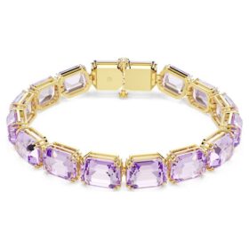 Pulseira Millenia com corte octogonal, roxa, banhada a dourado Pulseira Millenia com corte octogonal, roxa, banhada a dourado