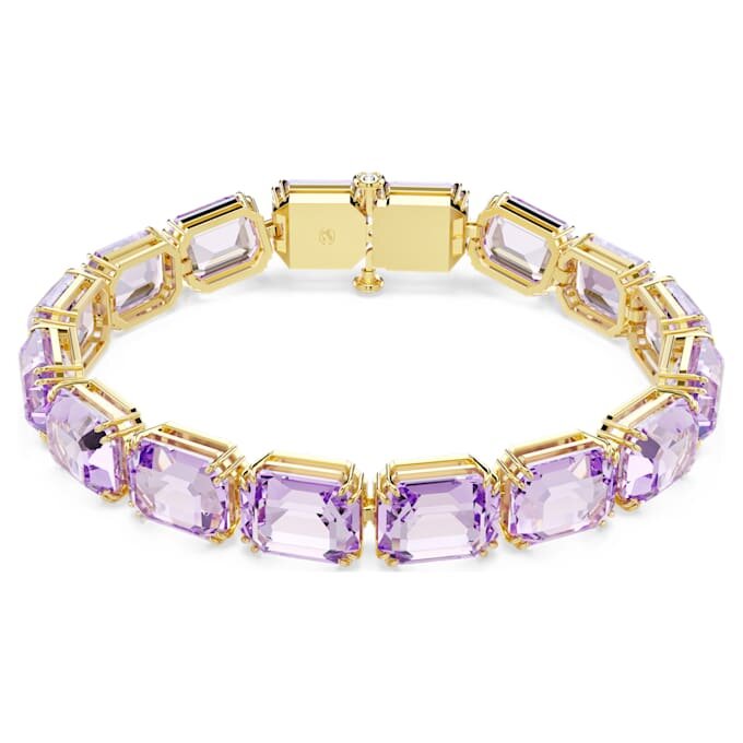 Pulseira Millenia com corte octogonal, roxa, banhada a dourado Pulseira Millenia com corte octogonal, roxa, banhada a dourado
