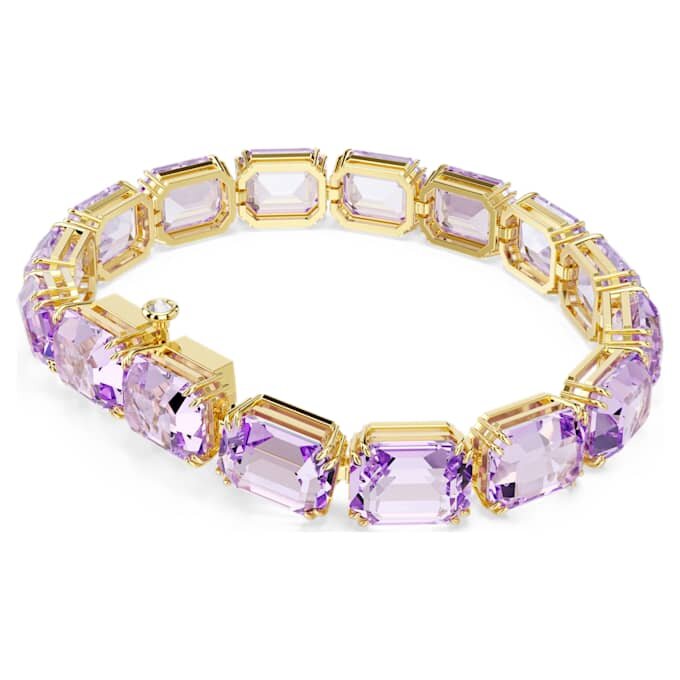 Pulseira Millenia com corte octogonal, roxa, banhada a dourado Pulseira Millenia com corte octogonal, roxa, banhada a dourado