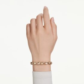 Pulseira Millenia com cristais de corte octogonal, cor caramelo, banhada a dourado Pulseira Millenia com cristais de corte octogonal, cor caramelo, banhada a dourado