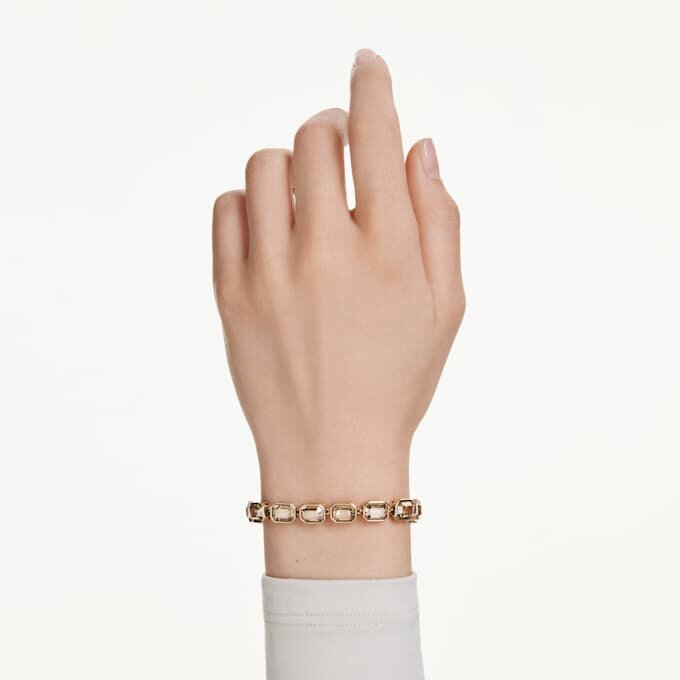Pulseira Millenia com cristais de corte octogonal, cor caramelo, banhada a dourado Pulseira Millenia com cristais de corte octogonal, cor caramelo, banhada a dourado