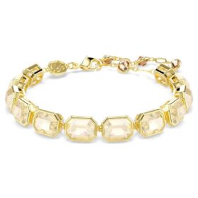 Pulseira Millenia com cristais de corte octogonal, cor caramelo, banhada a dourado Pulseira Millenia com cristais de corte octogonal, cor caramelo, banhada a dourado