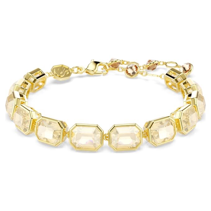 Pulseira Millenia com cristais de corte octogonal, cor caramelo, banhada a dourado Pulseira Millenia com cristais de corte octogonal, cor caramelo, banhada a dourado